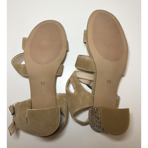 For Love & Lemons x Marais Jardin Camel Tan Sparkly Block Heel Women's SIZE 10 - Picture 10 of 10